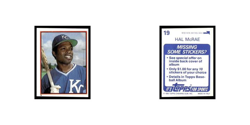 Hal McRae 1983 Topps Stickers #19 Kansas City Royals Baseball Card NM