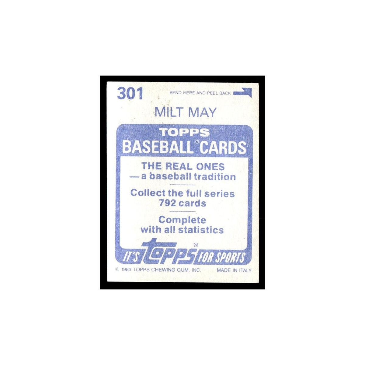 Milt May 1983 Topps Stickers #301 San Francisco Giants Baseball Card NM
