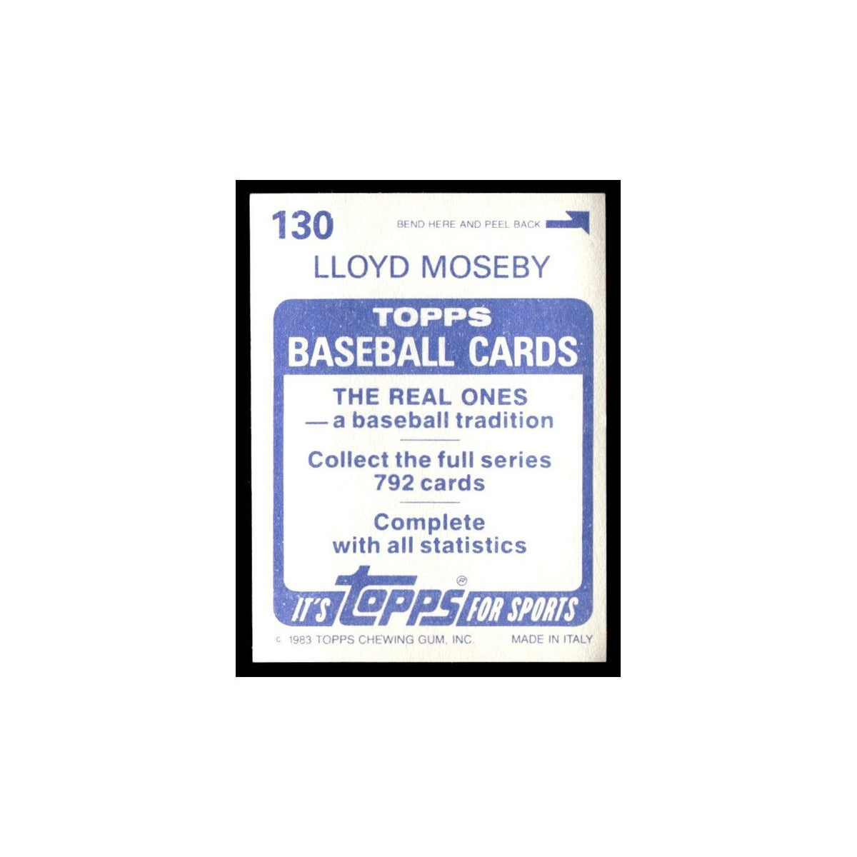 Lloyd Moseby 1983 Topps Stickers #130 Toronto Blue Jays Baseball Card NM