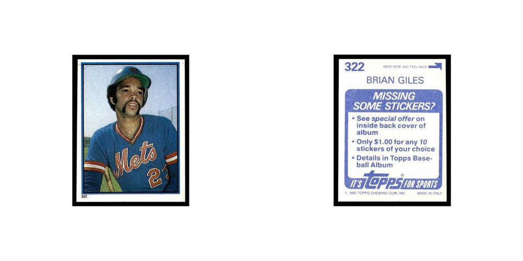Brian Giles 1983 Topps Stickers #322 New York Mets Baseball Card NM