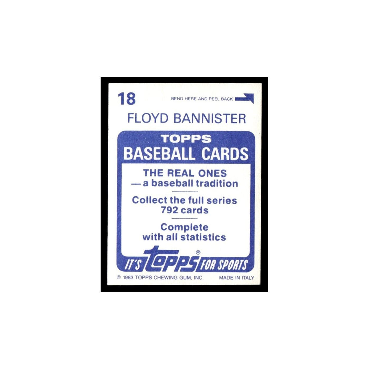 Floyd Bannister 1983 Topps Stickers #18 Seattle Mariners Baseball Card NM