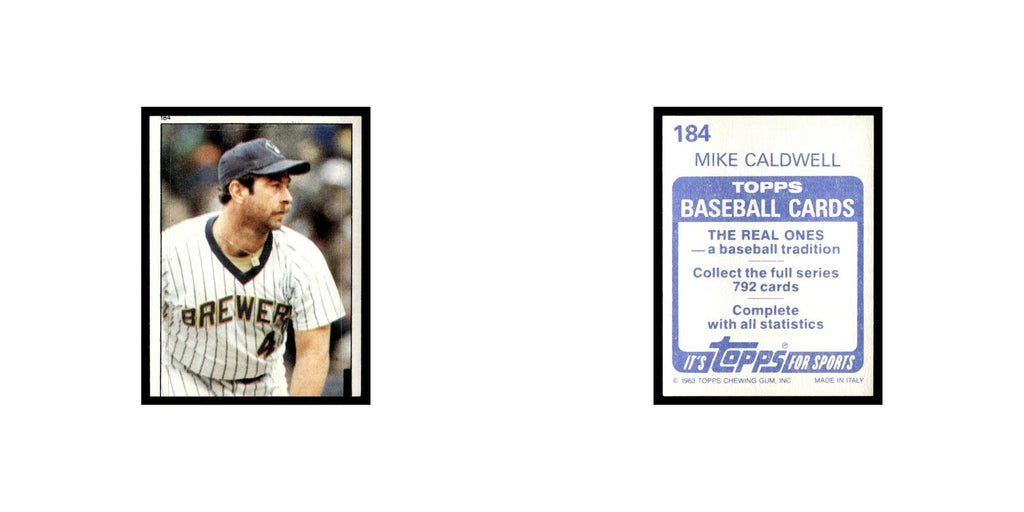 Mike Caldwell 1983 Topps Stickers #184 Milwaukee Brewers Baseball Card NM