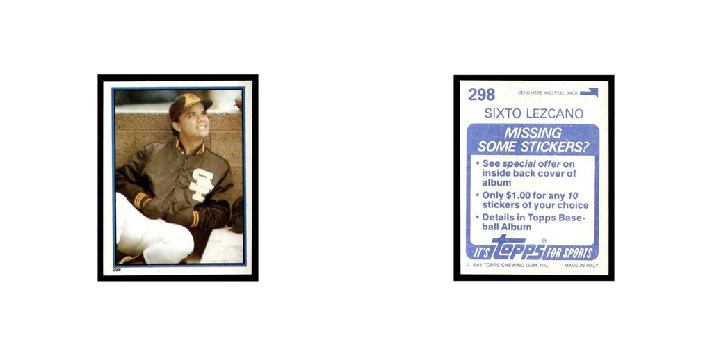 Sixto Lezcano 1983 Topps Stickers #298 San Diego Padres Baseball Card NM