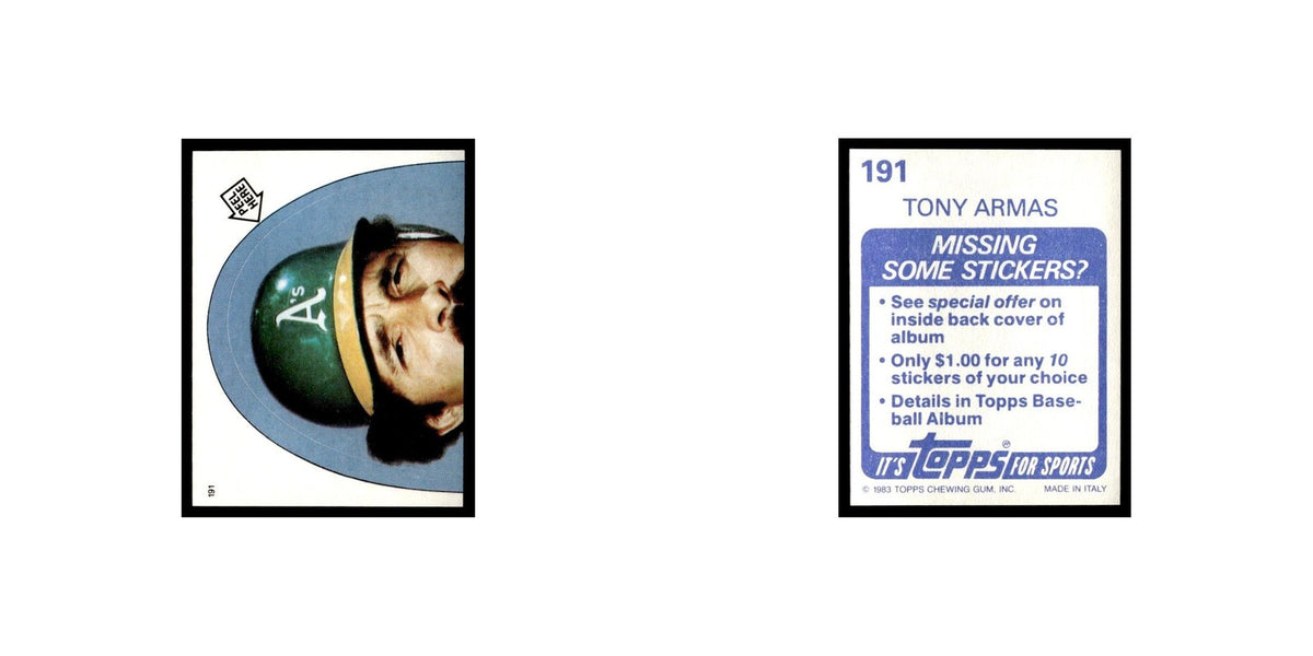 Tony Armas 1983 Topps Stickers #191 Oakland Athletics Baseball Card NM