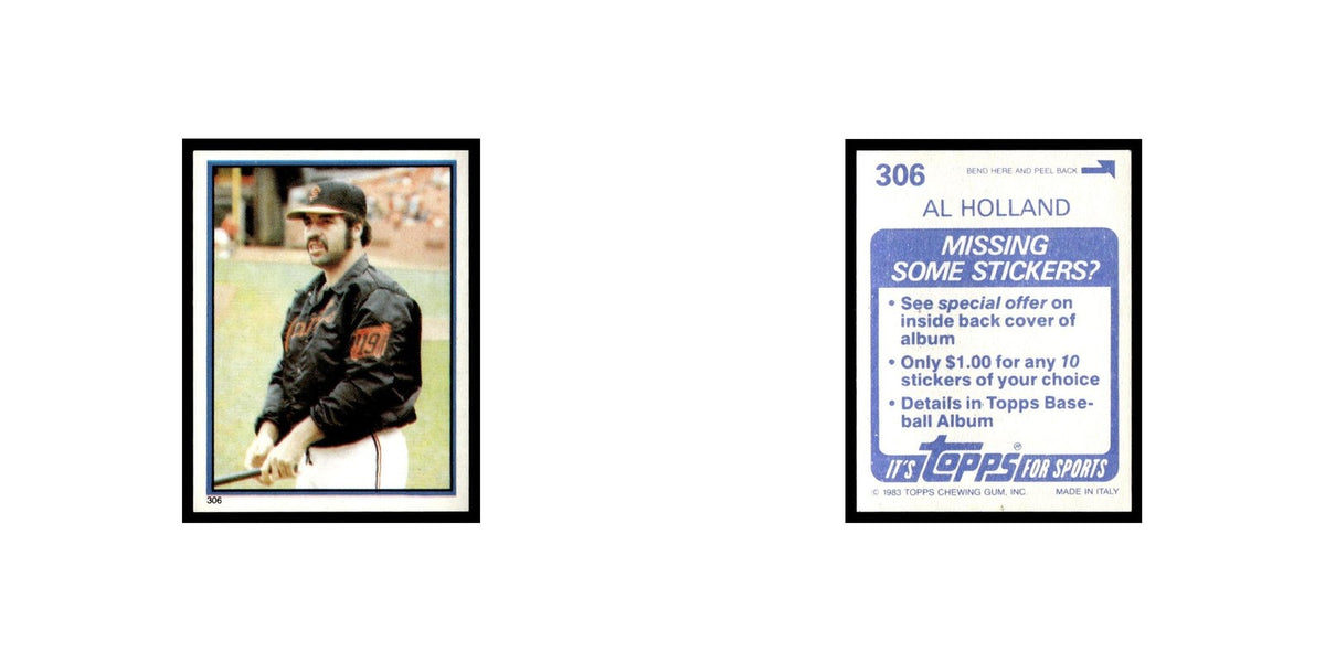 Al Holland 1983 Topps Stickers #306 San Francisco Giants Baseball Card NM