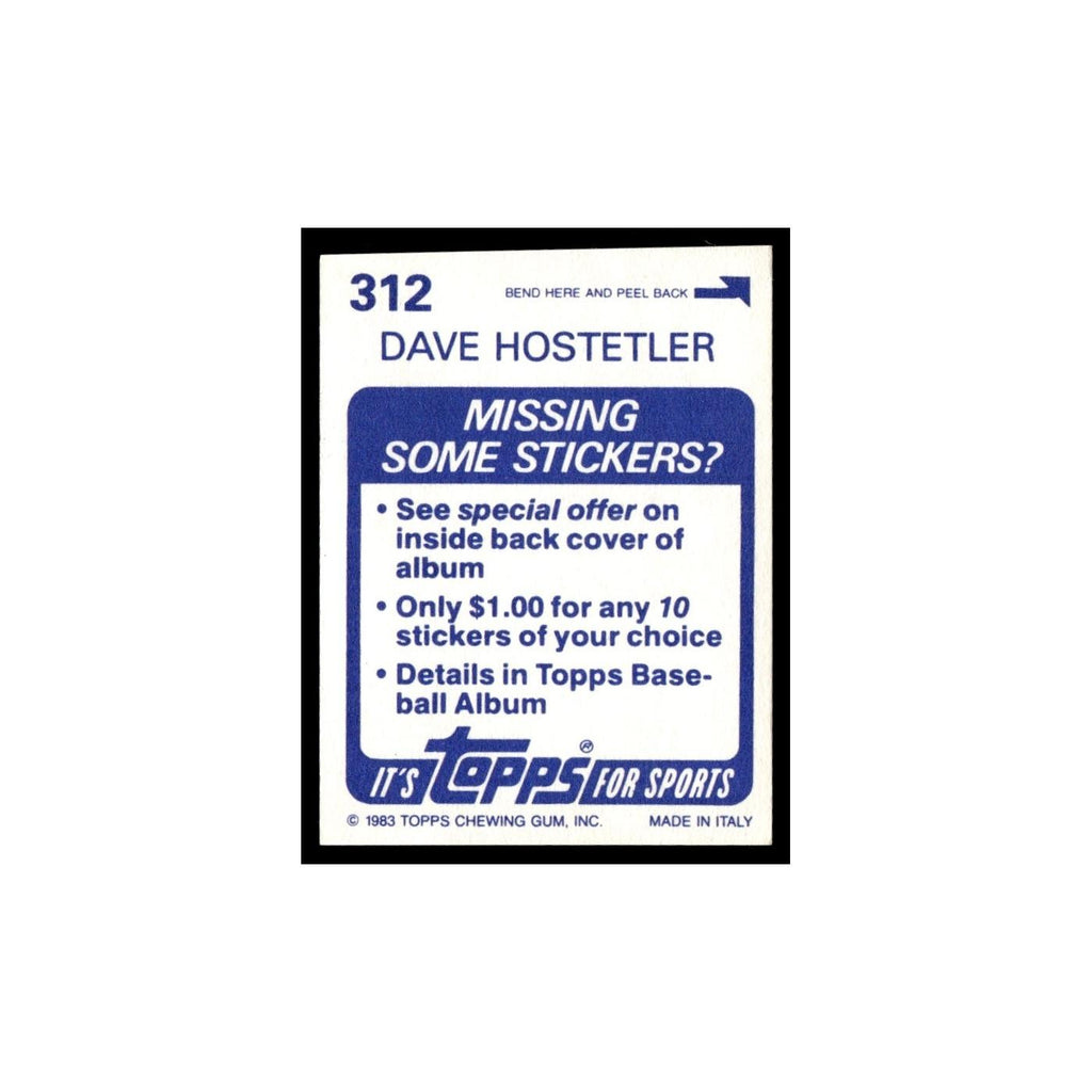 Dave Hostetler 1983 Topps Stickers #312 Texas Rangers Baseball Card NM