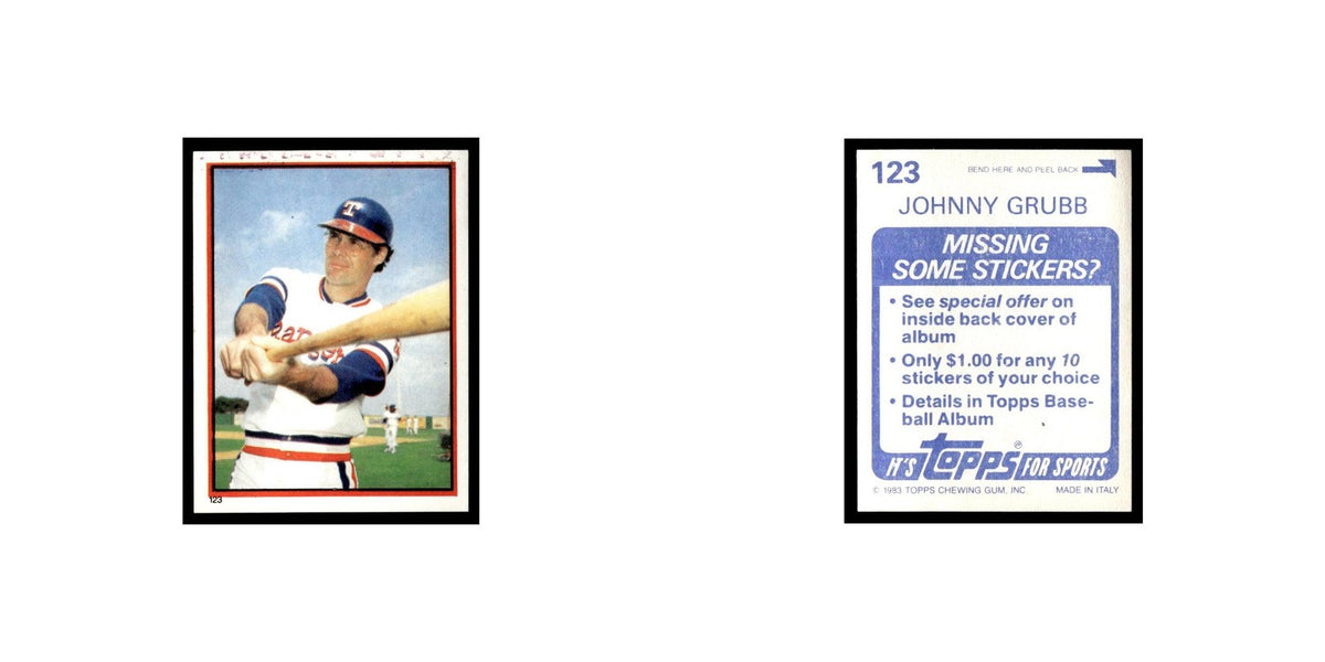Johnny Grubb 1983 Topps Stickers #123 Texas Rangers Baseball Card NM