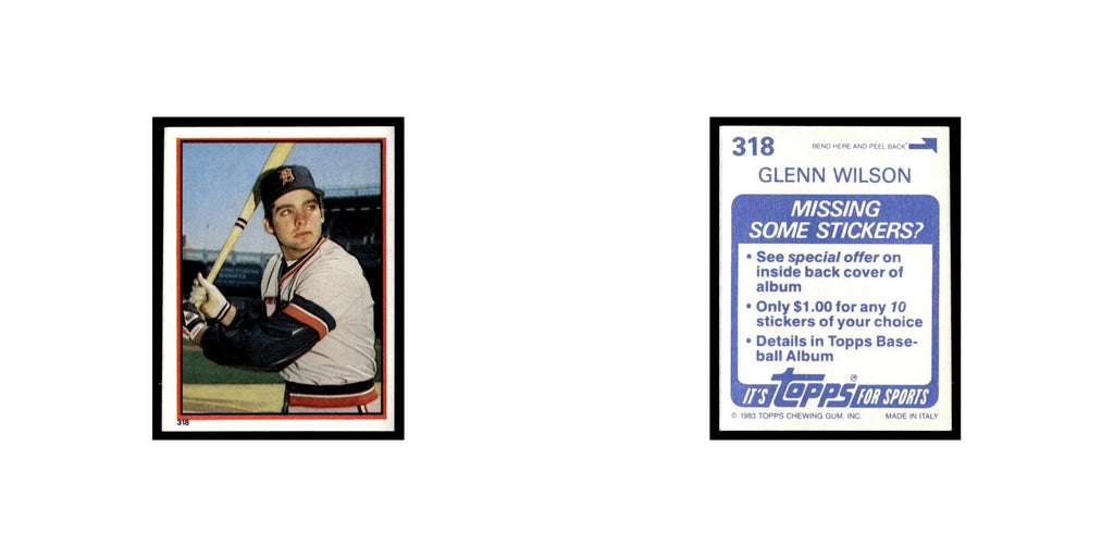 Glenn Wilson 1983 Topps Stickers #318 Detroit Tigers Baseball Card NM