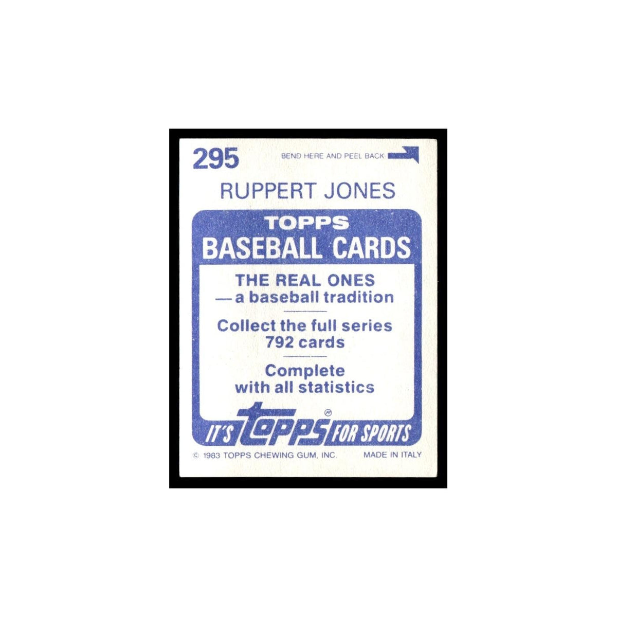 Ruppert Jones 1983 Topps Stickers #295 San Diego Padres Baseball Card NM