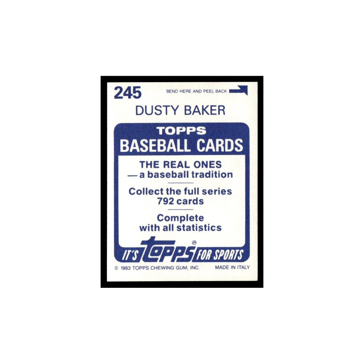 Dusty Baker 1983 Topps Stickers #245 Los Angeles Dodgers Baseball Card NM