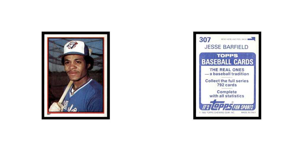 Jesse Barfield 1983 Topps Stickers #307 Toronto Blue Jays Baseball Card NM