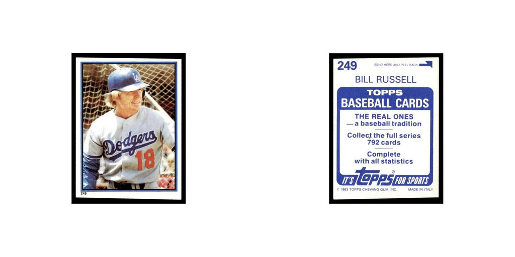 Bill Russell 1983 Topps Stickers #249 Los Angeles Dodgers Baseball Card NM