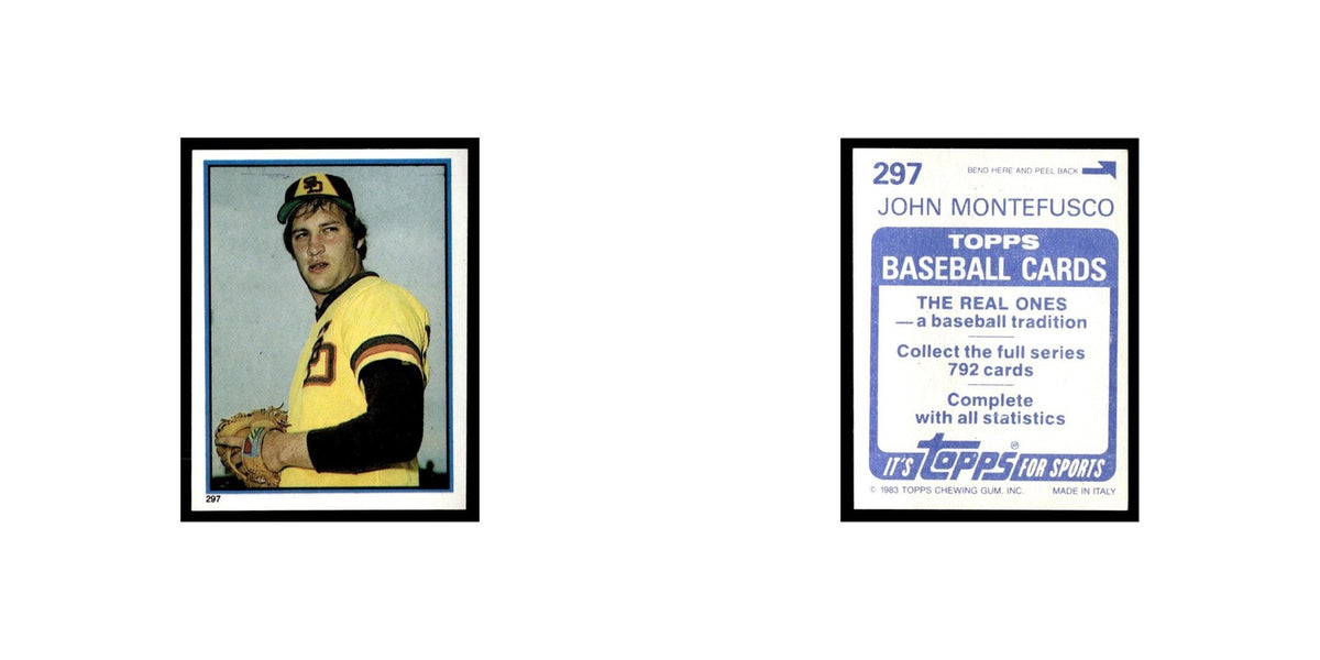 John Montefusco 1983 Topps Stickers #297 San Diego Padres Baseball Card NM