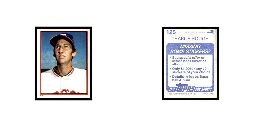 Charlie Hough 1983 Topps Stickers #125 Texas Rangers Baseball Card NM
