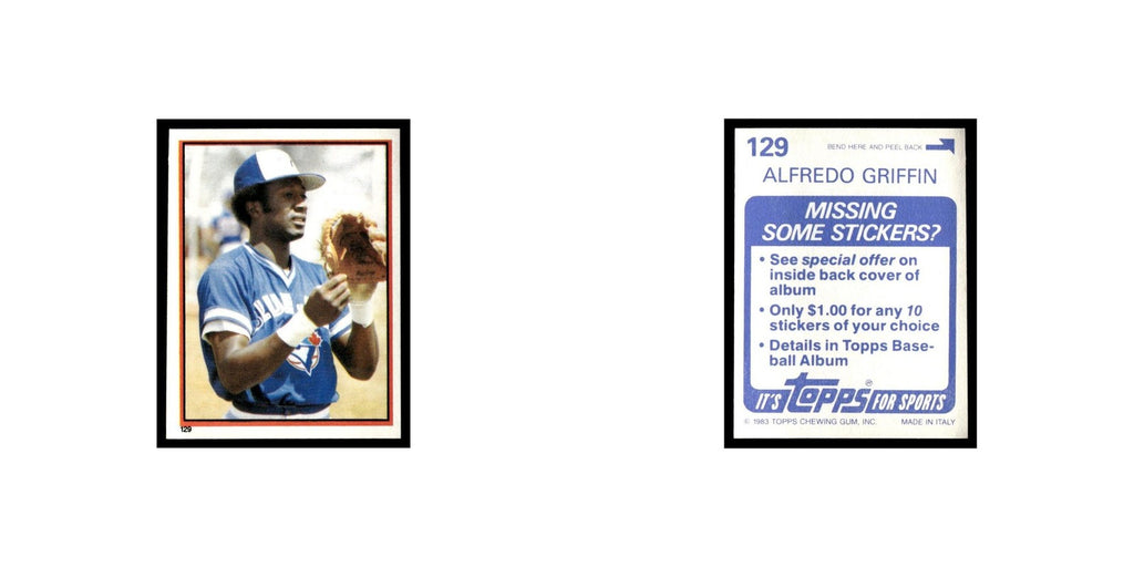 Alfredo Griffin 1983 Topps Stickers #129 Toronto Blue Jays Baseball Card NM