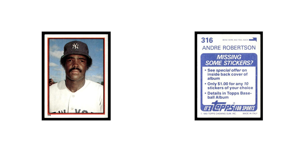 Andre Robertson 1983 Topps Stickers #316 New York Yankees Baseball Card NM