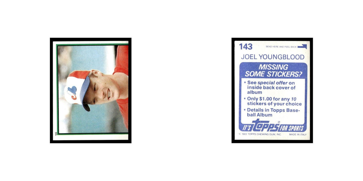 Joel Youngblood 1983 Topps Stickers #143 Montreal Expos Baseball Card NM