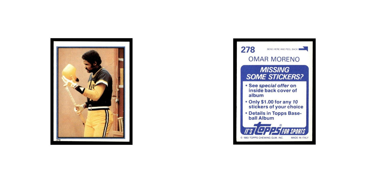 Omar Moreno 1983 Topps Stickers #278 Pittsburgh Pirates Baseball Card NM
