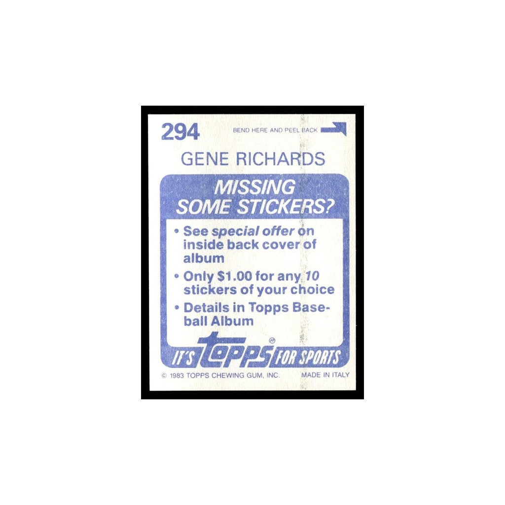 Gene Richards 1983 Topps Stickers #294 San Diego Padres Baseball Card NM