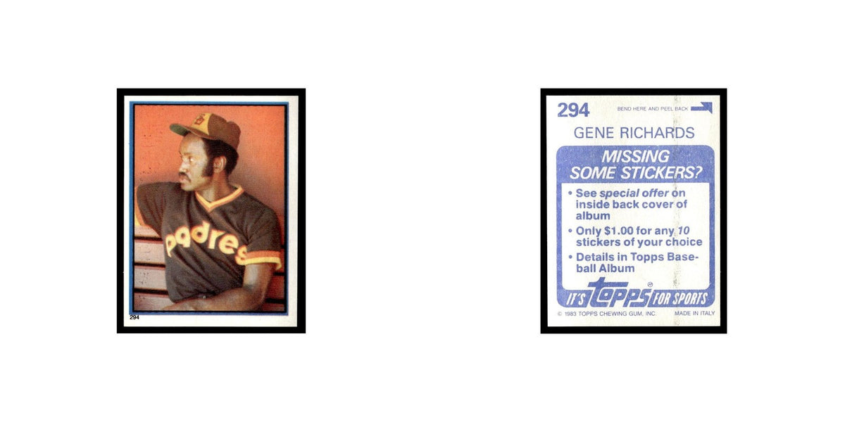 Gene Richards 1983 Topps Stickers #294 San Diego Padres Baseball Card NM