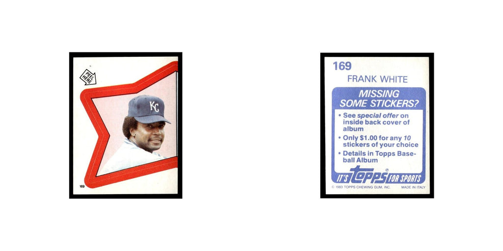 Frank White 1983 Topps Stickers #169 Kansas City Royals Baseball Card NM