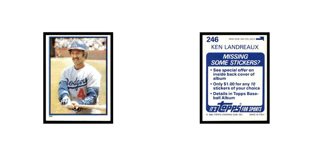 Ken Landreaux 1983 Topps Stickers #246 Los Angeles Dodgers Baseball Card NM