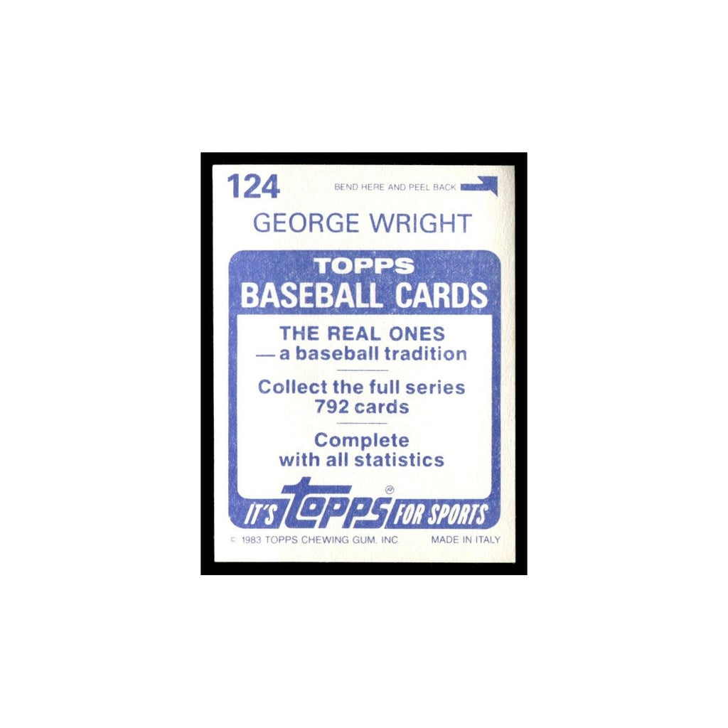 George Wright 1983 Topps Stickers #124 Texas Rangers Baseball Card NM