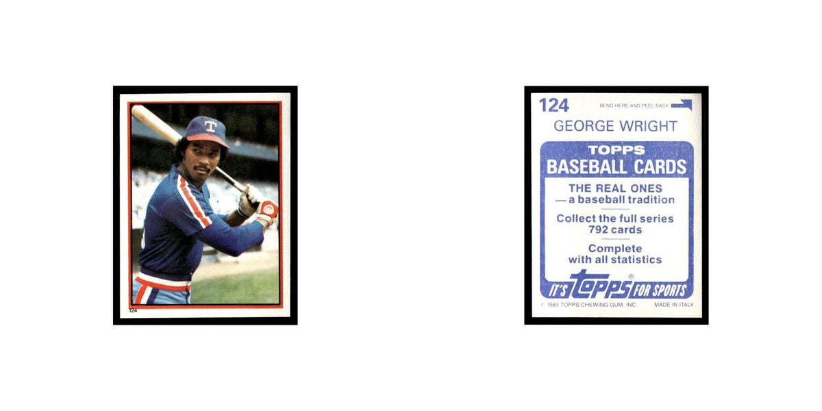 George Wright 1983 Topps Stickers #124 Texas Rangers Baseball Card NM