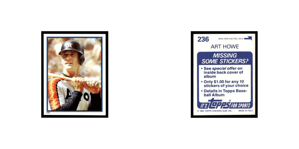 Art Howe 1983 Topps Stickers #236 Houston Astros Baseball Card NM