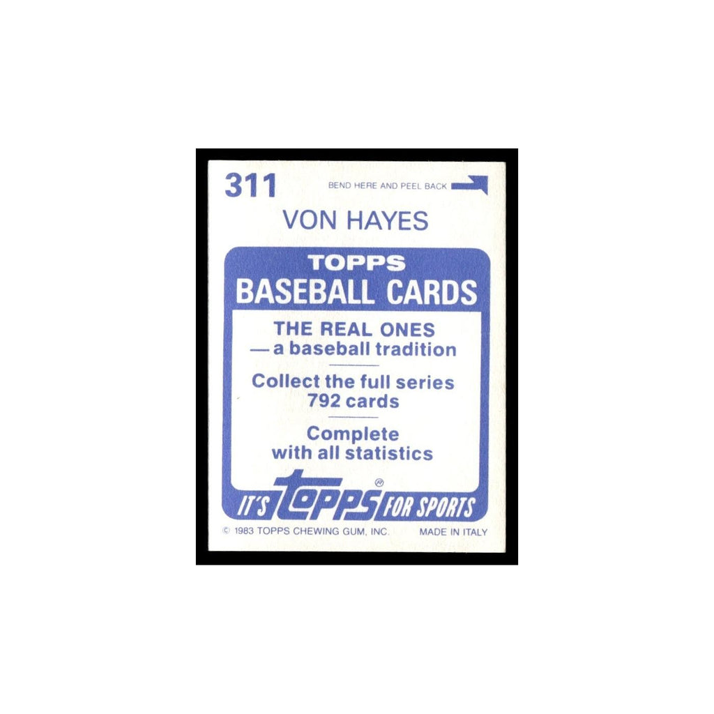 Von Hayes 1983 Topps Stickers #311 Cleveland Indians Baseball Card NM