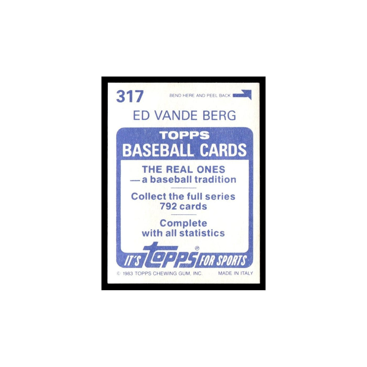 Ed Vande Berg 1983 Topps Stickers #317 Seattle Mariners Baseball Card NM