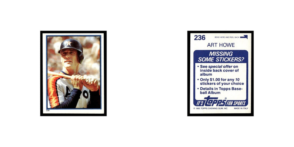 Art Howe 1983 Topps Stickers #236 Houston Astros Baseball Card NM
