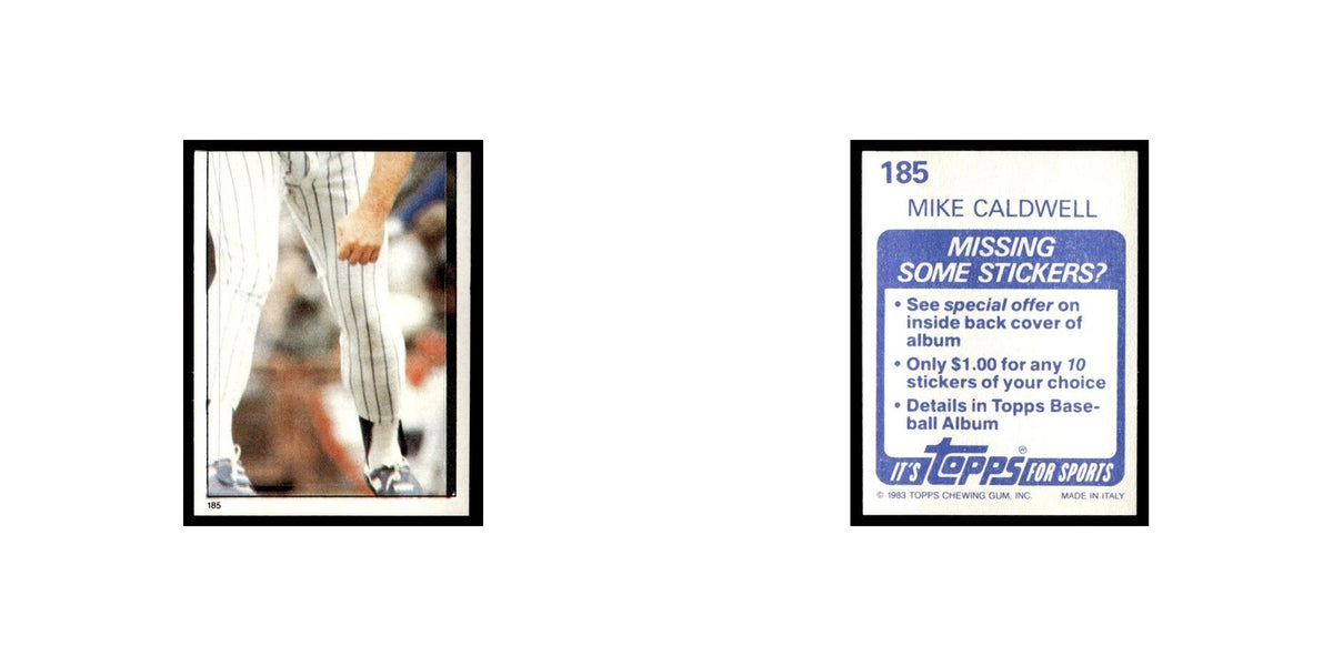 Mike Caldwell 1983 Topps Stickers #185 Milwaukee Brewers Baseball Card NM