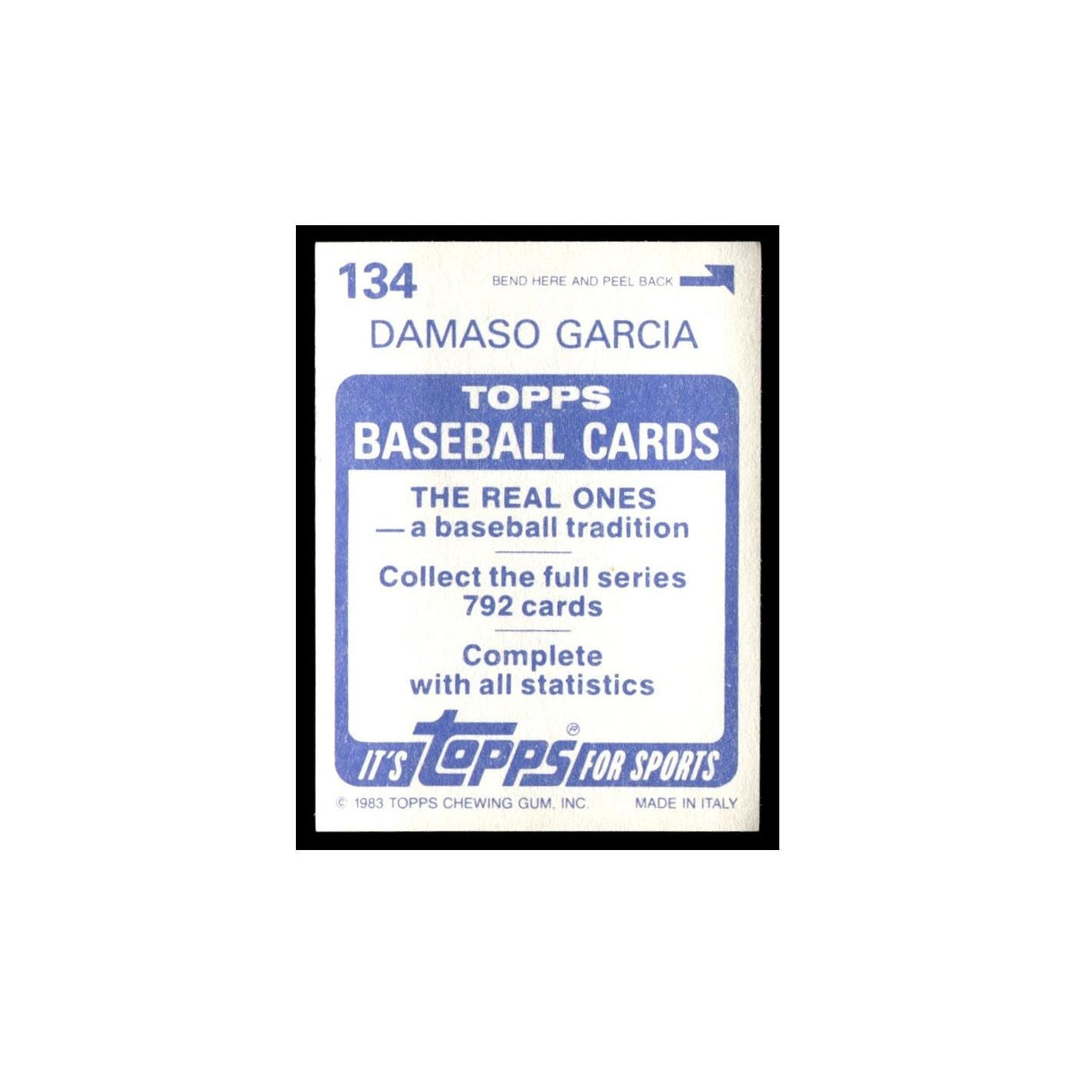 Damaso Garcia 1983 Topps Stickers #134 Toronto Blue Jays Baseball Card NM