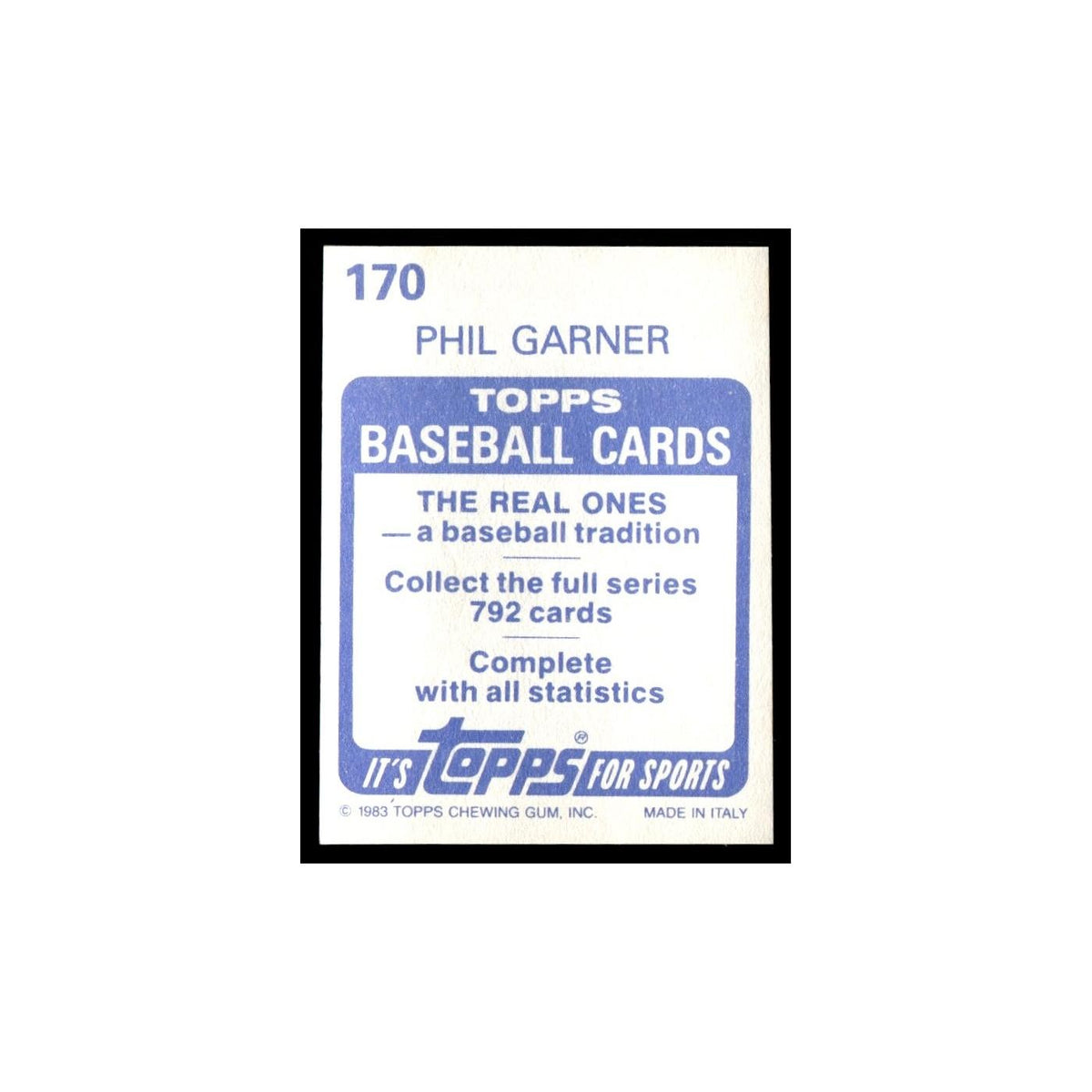 Phil Garner 1983 Topps Stickers #170 Houston Astros Baseball Card NM