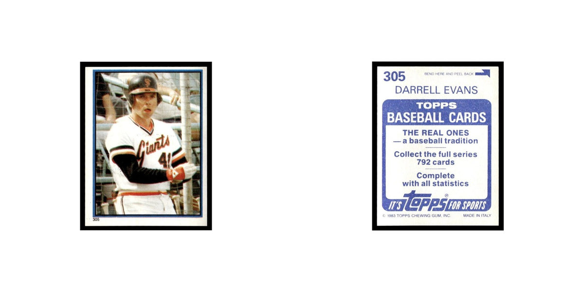 Darrell Evans 1983 Topps Stickers #305 San Francisco Giants Baseball Card NM