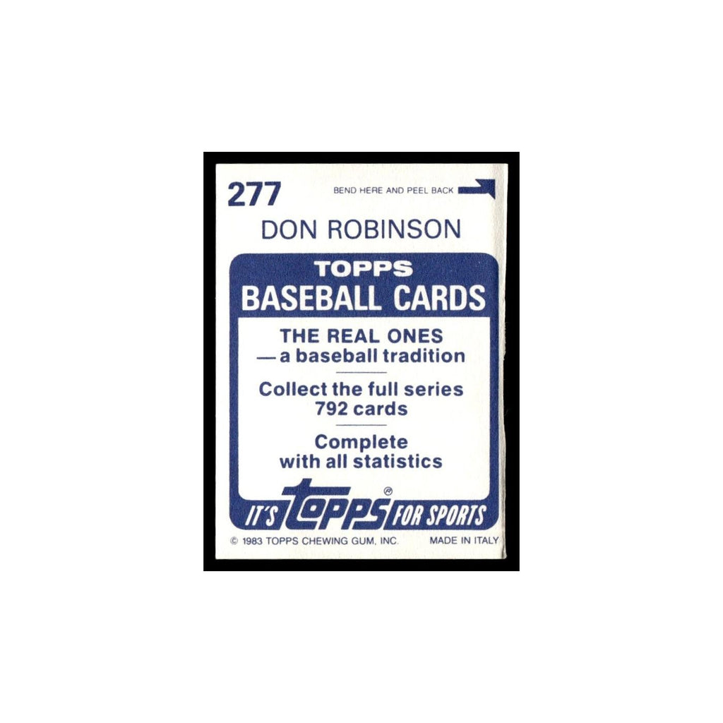 Don Robinson 1983 Topps Stickers #277 Pittsburgh Pirates Baseball Card NM