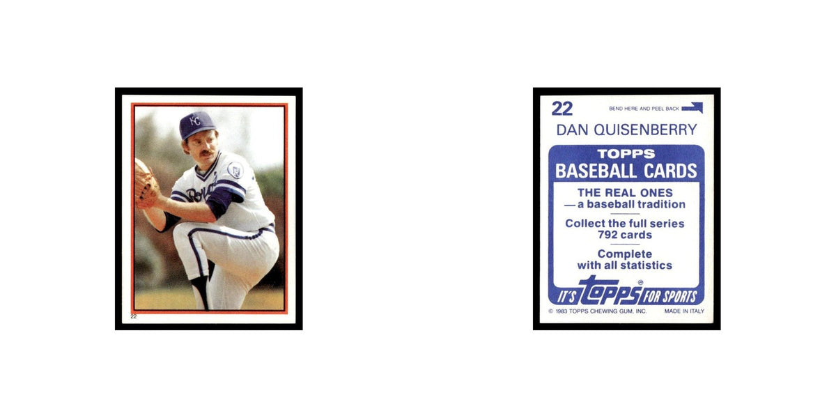 Dan Quisenberry 1983 Topps Stickers #22 Kansas City Royals Baseball Card NM