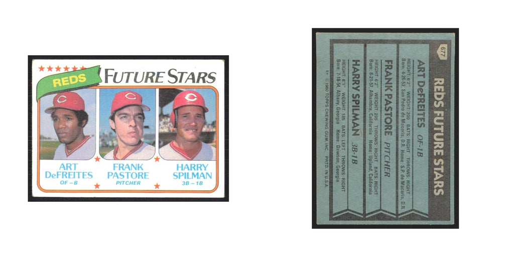 1980 Topps Art DeFreites/Frank Pastore/Harry Spilman RC Reds #677