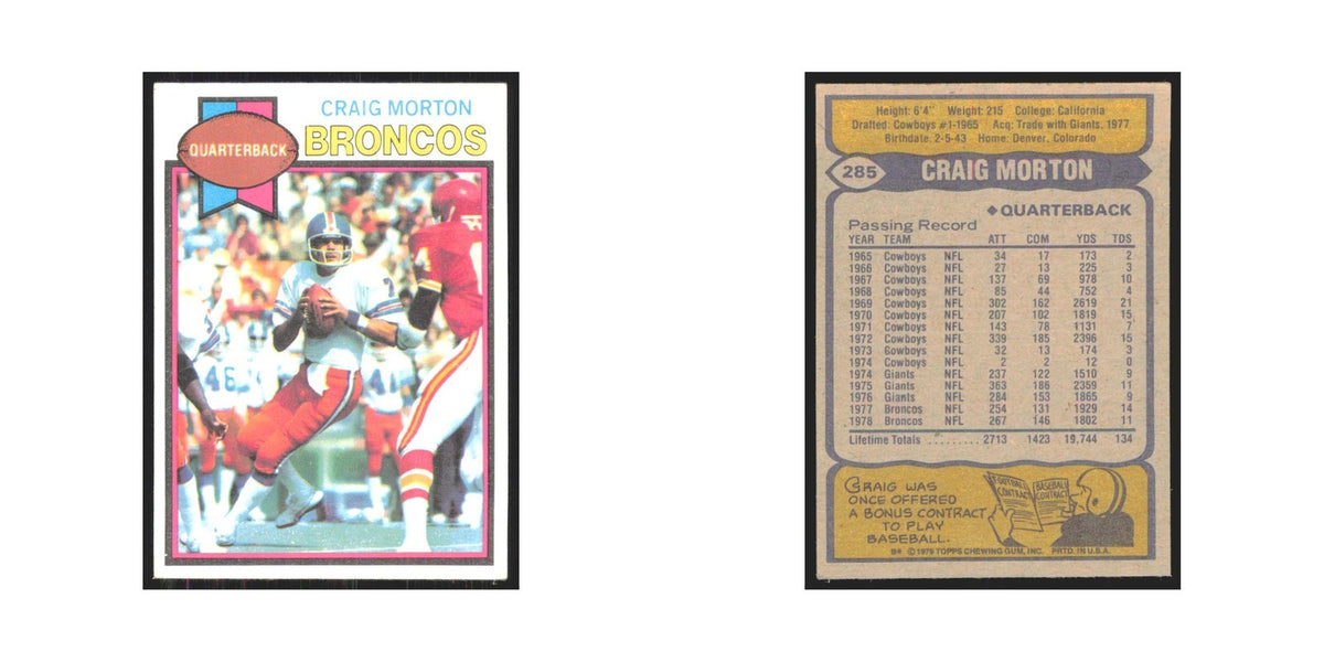 1979 Topps Craig Morton Broncos #285