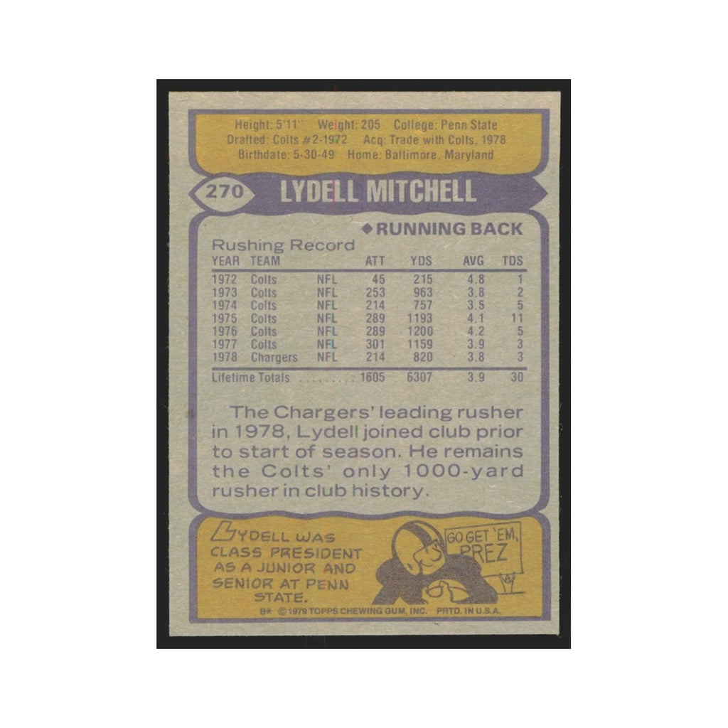 1979 Topps Lydell Mitchell San Diego Chargers #270