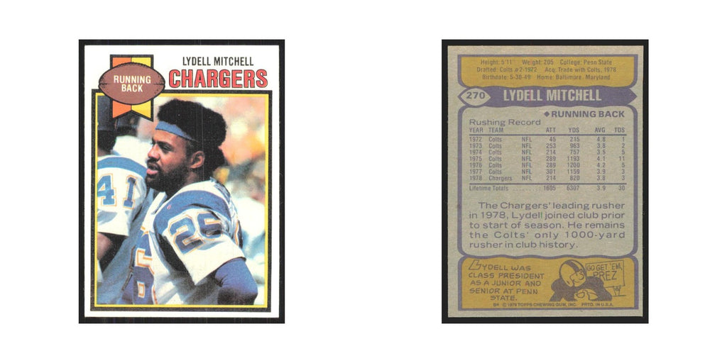 1979 Topps Lydell Mitchell San Diego Chargers #270