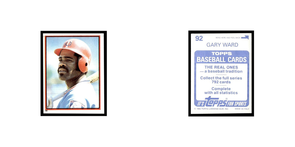 Gary Ward 1983 Topps Stickers #92 Minnesota Twins Baseball Card NM
