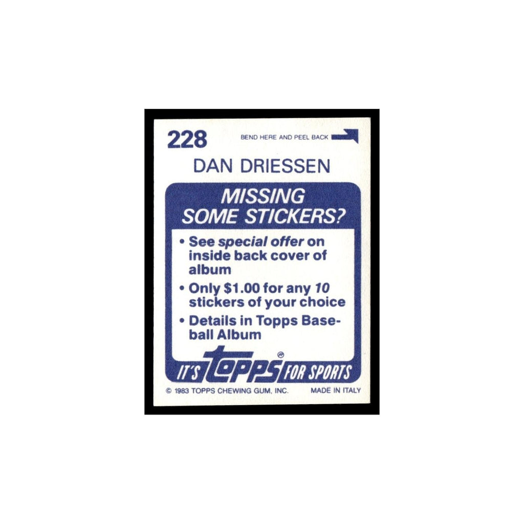 Dan Driessen 1983 Topps Stickers #228 Cincinnati Reds Baseball Card NM