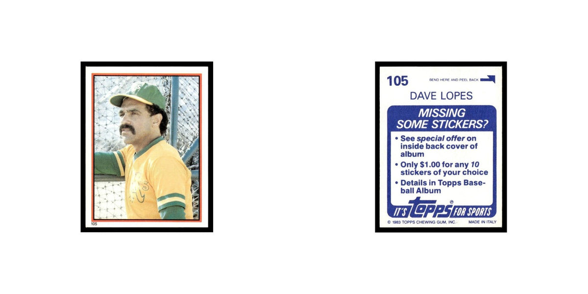 Dave Lopes 1983 Topps Stickers #105 Oakland Athletics Baseball Card NM