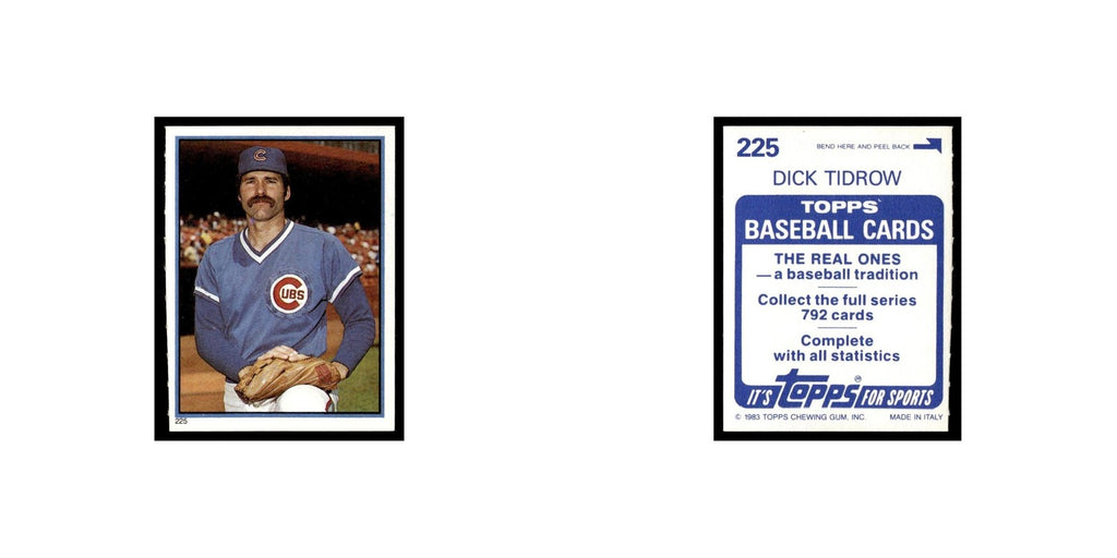Dick Tidrow 1983 Topps Stickers #225 Chicago Cubs Baseball Card NM