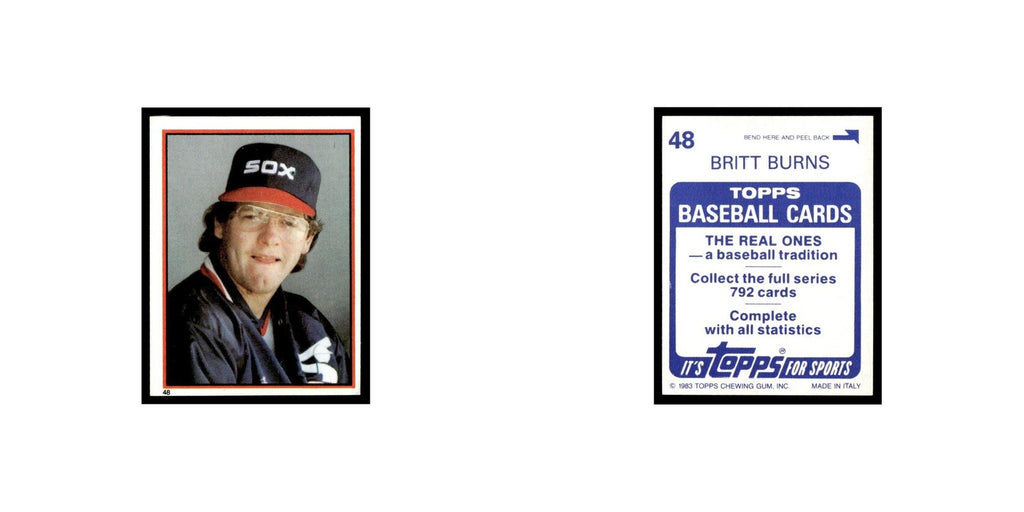 Britt Burns 1983 Topps Stickers #48 Chicago White Sox Baseball Card NM