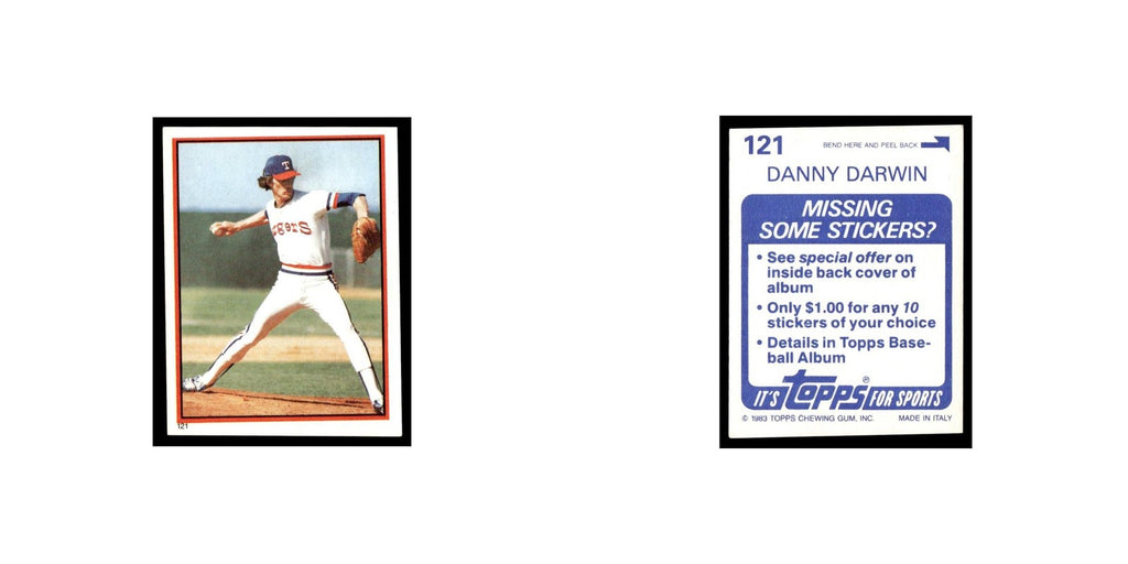 Danny Darwin 1983 Topps Stickers #121 Texas Rangers Baseball Card NM
