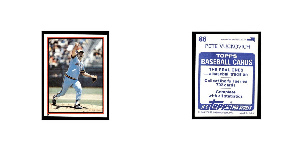 Pete Vuckovich 1983 Topps Stickers #86 Milwaukee Brewers Baseball Card NM
