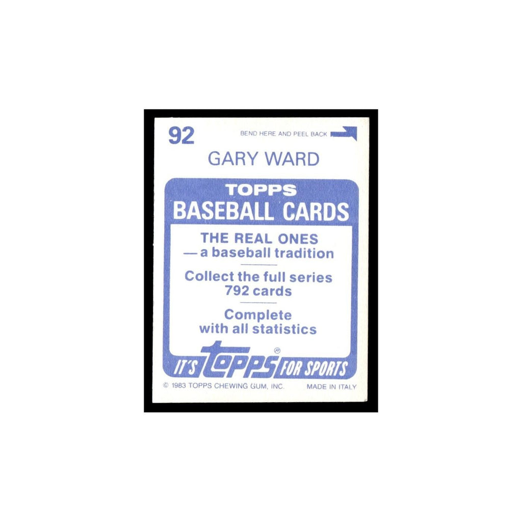 Gary Ward 1983 Topps Stickers #92 Minnesota Twins Baseball Card NM
